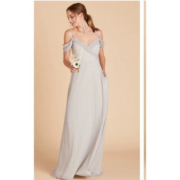 Birdy Grey Spence Convertible Maxi Bridesmaid Dress sz Medium Chiffon Dove Gray - Picture 2 of 3